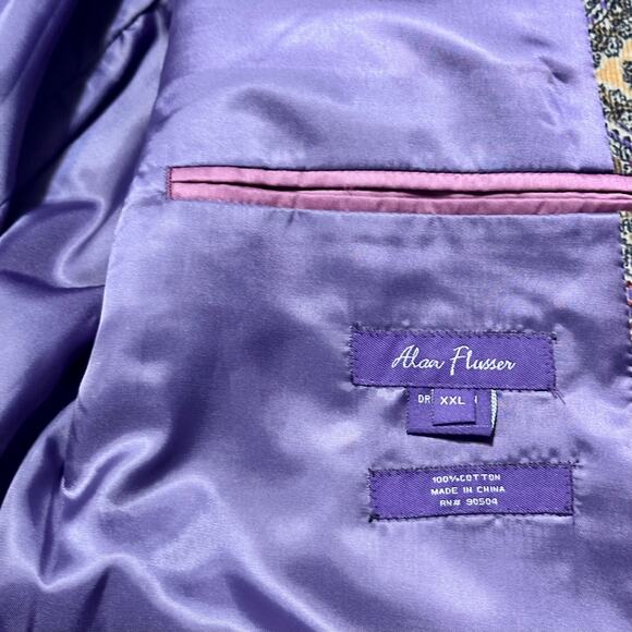 Alan Flusser XXL Corduroy Sport Coat Paisley Brown Purple Boho Y2K Vintage Party - Picture 3 of 11